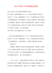 2019村官工作自我鉴定范例