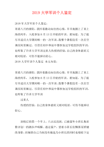 2019大学军训个人鉴定