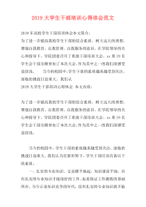 2019大学生干部培训心得体会范文