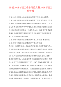 XX镇2018年度工作总结范文暨2019年度工作计划
