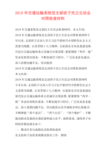 2019年交通运输系统党支部班子民主生活会对照检查材料