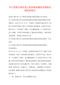 关于党委主要负责人组织落实整改反馈意见情况的报告