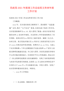 民政局2021年度度工作总结范文和来年度工作计划
