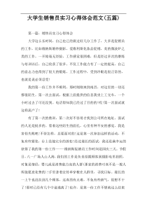大学生销售员实习心得体会范文(五篇)