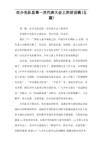 在少先队县第一次代表大会上的讲话稿(五篇)
