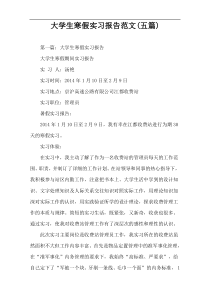 大学生寒假实习报告范文(五篇)