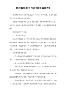 物理教师的工作计划(多篇参考)
