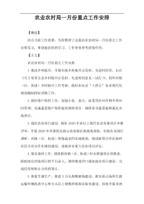 农业农村局一月份重点工作安排
