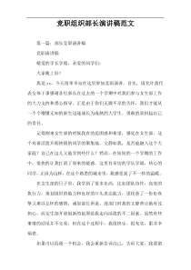 竞职组织部长演讲稿范文
