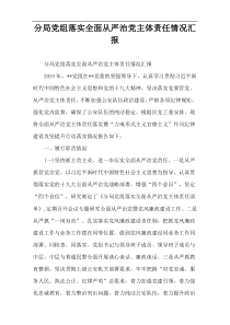分局党组落实全面从严治党主体责任情况汇报