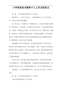 小学信息技术教师个人工作总结范文