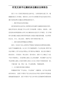 村党支部书记廉政谈话廉洁自律报告