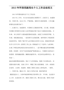2013年环保局副局长个人工作总结范文