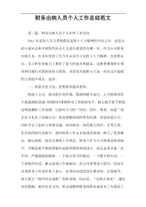 财务出纳人员个人工作总结范文