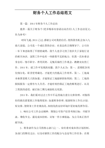 财务个人工作总结范文