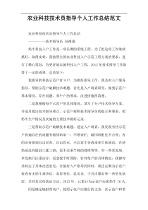 农业科技技术员指导个人工作总结范文