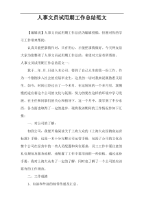 人事文员试用期工作总结范文