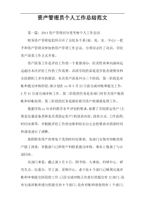 资产管理员个人工作总结范文