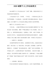 2020城管个人工作总结范文