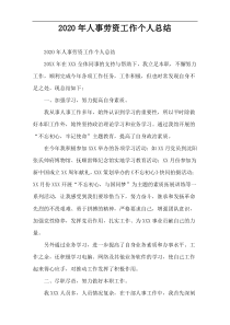 2020年人事劳资工作个人总结