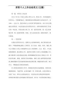 劳资个人工作总结范文(五篇)
