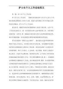 护士长个人工作总结范文