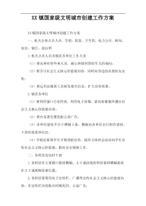 XX镇国家级文明城市创建工作方案