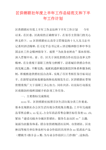 区供销联社年度上半年工作总结范文和下半年工作计划