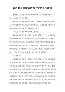 幼儿园小班精品教师上学期工作计划