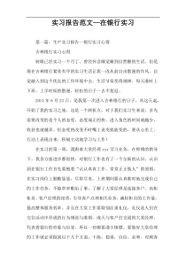 实习报告范文—在银行实习