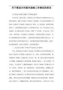 关于推进乡村振兴战略工作情况的报告