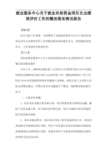 就业服务中心关于就业补助资金项目支出绩效评价工作的整改落实情况报告