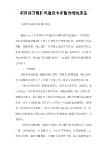 项目部开展作风建设专项整治活动报告