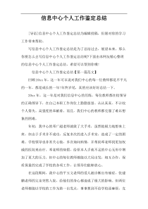 信息中心个人工作鉴定总结