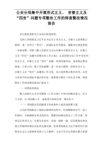 公安分局集中开展形式主义、 官僚主义及“四官”问题专项整治工作的排查整改情况报告