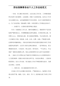劳动保障事务站个人工作总结范文