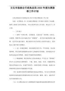 文化市场综合行政执法局2020年度扫黑除恶工作计划