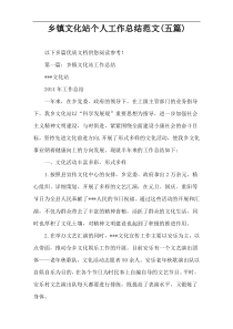 乡镇文化站个人工作总结范文(五篇)