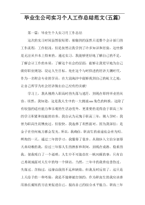 毕业生公司实习个人工作总结范文(五篇)