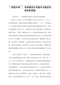 “多措并举”，有效推进乡村振兴与脱贫攻坚有机衔接