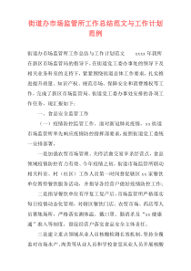 街道办市场监管所工作总结范文与工作计划范例