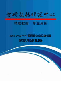 2016-2022年中国网络企业投资项目指引及风险预警报告
