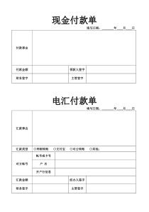 公司现金付款单