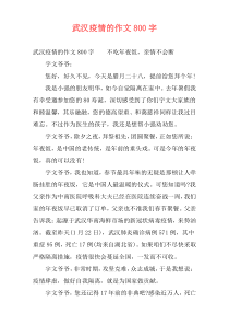武汉疫情的作文800字