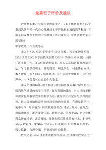 党委班子评价及建议