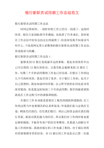 银行新职员试用期工作总结范文