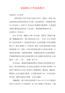 总监转正工作总结范文