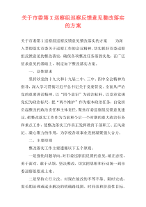 关于市委第X巡察组巡察反馈意见整改落实的方案