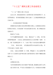 “十三五”期间主要工作总结范文
