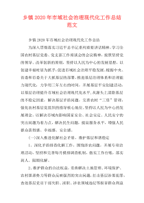 乡镇2020年市域社会治理现代化工作总结范文